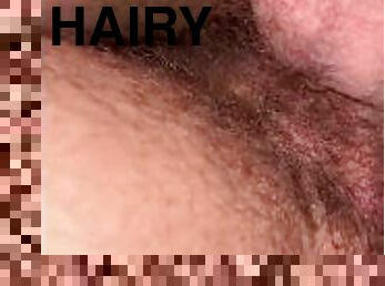 Slut gets her hairy pussy fucked HARD!