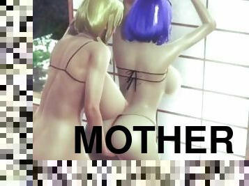 pakaļa, lielās-krūtis, māte, māte-mom, beigšanaiekšā, sperma, blondīne, anime, hentai, māte-mother