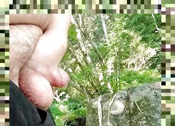 Fat man with uncut penis pisses HUGE STREAM