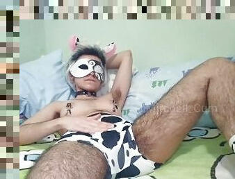 trans man cow gagged with underwear having solo fun - preview