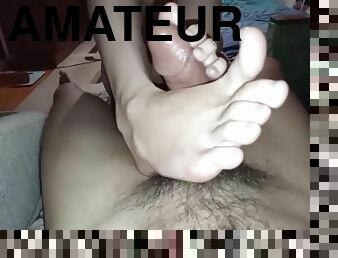 My Girlfriend Passionately Does Footjob 5 Min