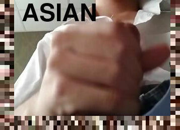 asiatique, masturbation, amateur, ejaculation-sur-le-corps, ados, branlette, secousses, solo, uniformes, réalité