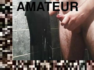 baignade, masturbation, collants, amateur, ejaculation-sur-le-corps, branlette, bas, petite-amie, fétiche, douche