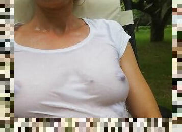 Wet T-shirt In My Garden. Do You Want To Participate In Splash Game - In My Garden ?