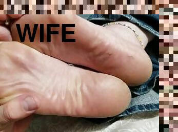 cul, femme, amateur, milf, belle-femme-ronde, pieds, fétiche, putain