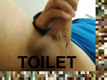 Jerk in work on the toilet