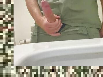 RN gets turned on at work and needs to touch his cock in the hospital staff washroom