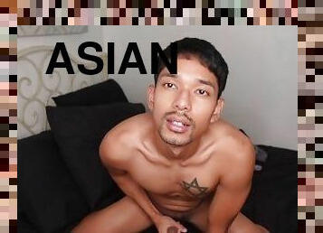 asiatisk, masturbation, cumshot, gay, juckande, söt, ensam, twink