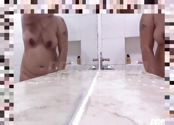 Watch Busty Pregnant Indian Arab Chubby Wife Take A Bath, I Know You Want To Fuck Me