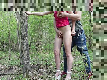Sucks Dick And Masturbate Together With Stepbrother In The Woods