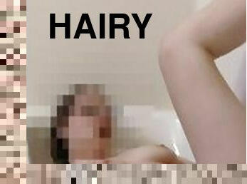 Dirty girl in Bubble Bath - Playing with my hairy pussy and natural tits