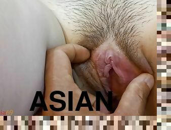 asiatique, poilue, chatte-pussy, étudiante, amateur, point-de-vue