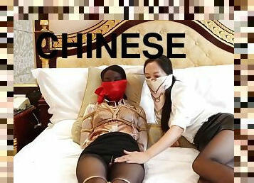 asiatique, collants, lesbienne, bdsm, bas, fétiche, chinoise, bondage, brunette, femme-dominatrice