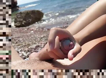 Outdoor Blowjob And Handjob On Nudist Beach! Everyone Knew What Was Happening - Yoya Grey