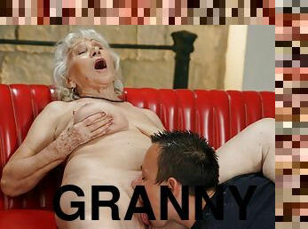 Insatiable granny called Norma gets fucked in various positions