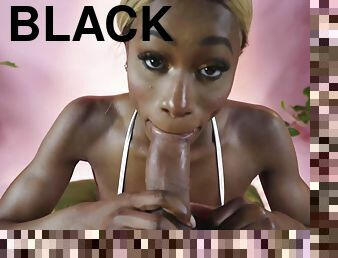 Black hoe Kinsley Carter shows off her amazing cock sucking skills