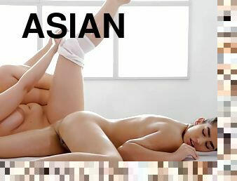 asiático, teta-grande, lésbicas, massagem, dedos, engraçado, checo, morena