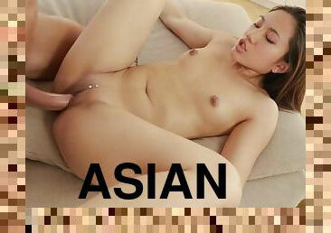 asien, spritzen, junge, schwer, thai, brunette