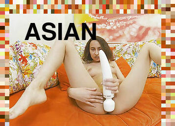 asiatique, chatte-pussy, jouet, petite, rasé, petits-seins