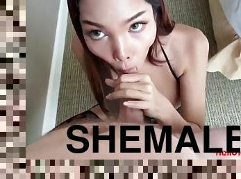 Beautiful thai ladyboy fucked and cum in mouth