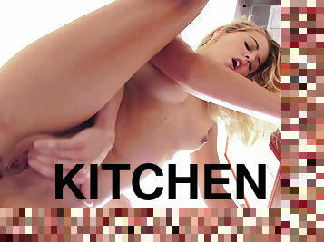 Anal sex with sweet Christen Courtney in the kitchen