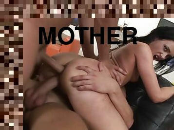 Shaved fake mother gives her stepson a good titjob