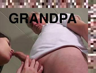 Virgin beauty fucks with grandpa