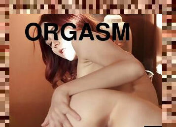 orgasme, doigtage, rousse, clignotant