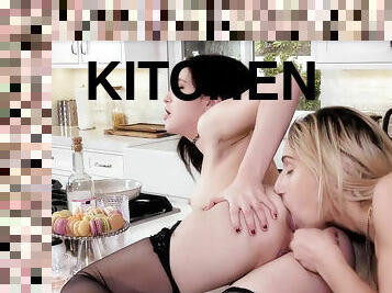 Abella Danger and Jane Wilde get nasty in the kitchen