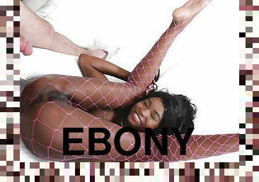 Curvy ebony Kandi Monaee ferocious interracial sex