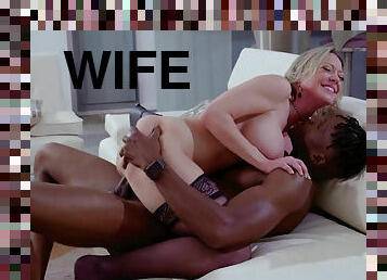 femme, énorme-bite, interracial, milf, black, mari, blonde, coquine, bite