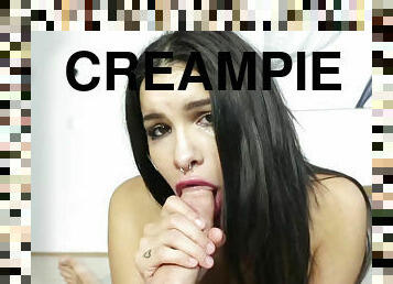 Eden Sinclair sucking a long dick & balls for creamy oral creampie