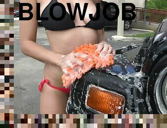 Tiffany Wells gets raw fucked outside at the car wash