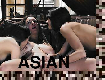 asiatique, masturbation, chatte-pussy, interracial, lesbienne, latina, trio, petite