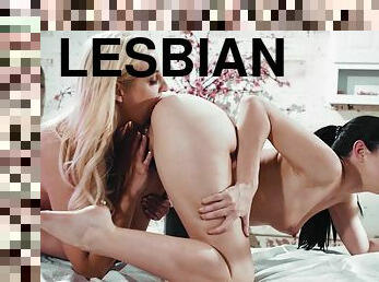 Masseuse Alex Coal and client Sophia West have some lesbian sex fun