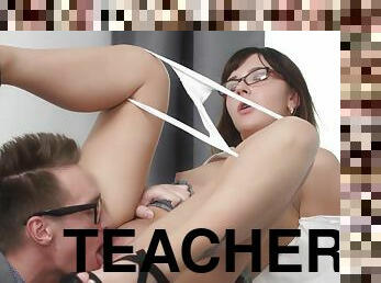 Sweet sexy schoolgirl allows her teacher to fuck her