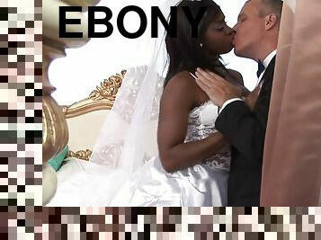Ebony bride gets analled with long white dick on wedding day