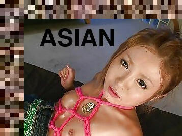 Beautiful Asian Japanese babe in handcuffs fucked in 3some