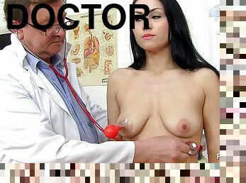 chatte-pussy, médecin, ados, bas, hôpital, examen-gyno