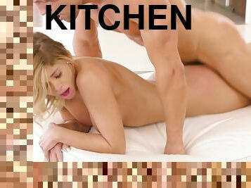 Jean Val Jean fucks magnificent blonde babe in the kitchen