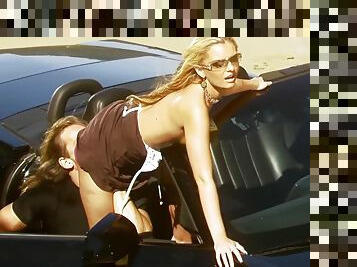 Glamorous Cassie Courtland Ass Licking In The Car