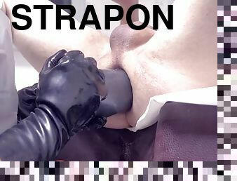 Huge mega strapon big butt plug inserted by mistress