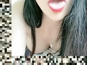 asiatique, masturbation, amateur, ados, solo, sucer