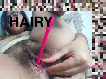 Masturbation hairy hole closeup