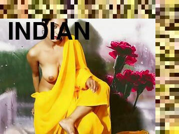 Luscious Yellow Saree - Solo Tease