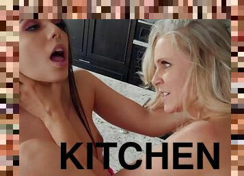 Kitchen lesbian sex with Gina Valentina & Julia Ann