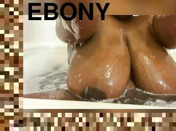Huge tits ebony amateur in bath