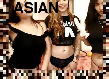 Three amazing hot girls with dildos on webcam