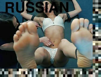 Russian girl feet up tickle