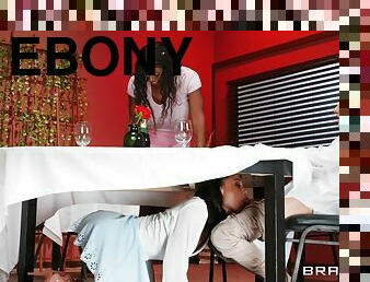 Restaurant orgy with Alexis Tae & Ebony Mystique